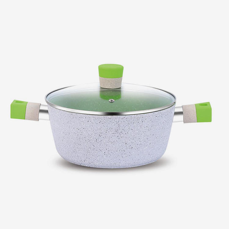 Green nonstick forged aluminum casserole with soft touch bakelite handle