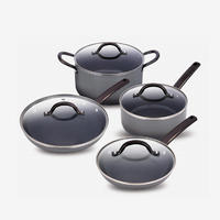Grey ceramic press aluminum cookware set with soft touch SS handle