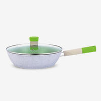 Green nonstick forged aluminum wok with soft touch bakelite handle