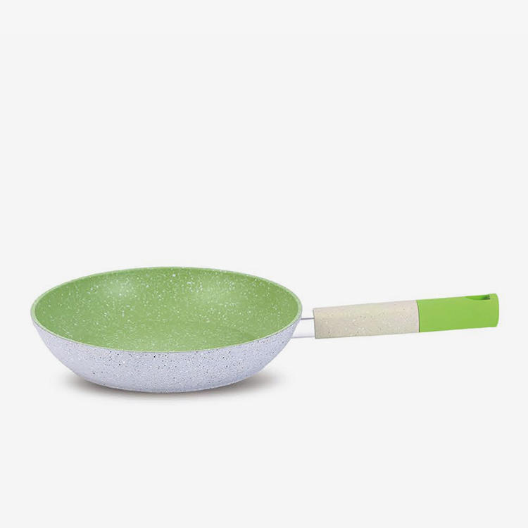 Green nonstick forged aluminum fry pan with soft touch bakelite handle