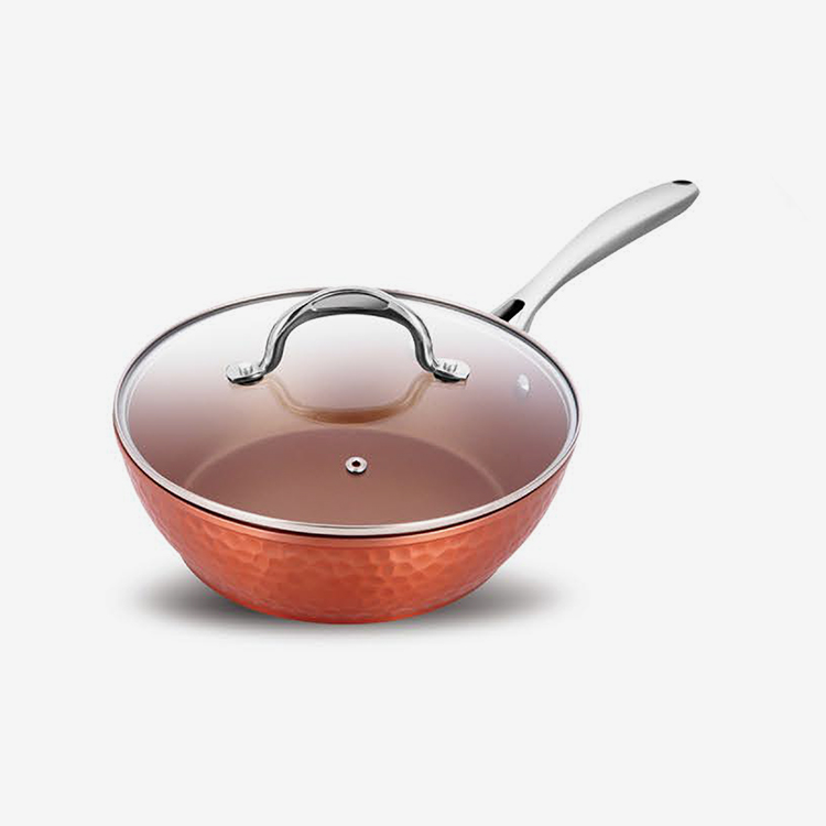 Copper ceramic forged aluminum sauce pan with stainless steel handle