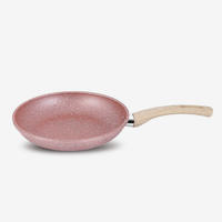 Pink nonstick rolled edge aluminum fry pan with bakelite handle 