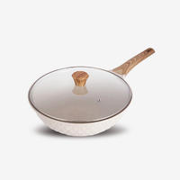 Off-white nonstick die cast aluminum wok with bakelite handle 