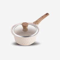 Off-white nonstick die cast aluminum sauce pan with bakelite handle 
