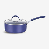Blue nonstick press aluminum sauce pan with soft touch SS handle