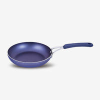 Blue nonstick press aluminum fry pan with soft touch SS handle