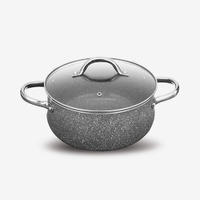 Grey ceramic press aluminum casserole with stainless steel handle