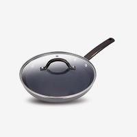 Grey ceramic press aluminum wok with stainless steel handle